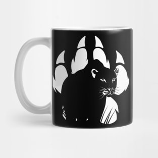 Black Panther silhouette and paw illustration Mug